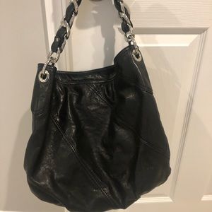 Michael Kors Black Leather Slouch Chain bag